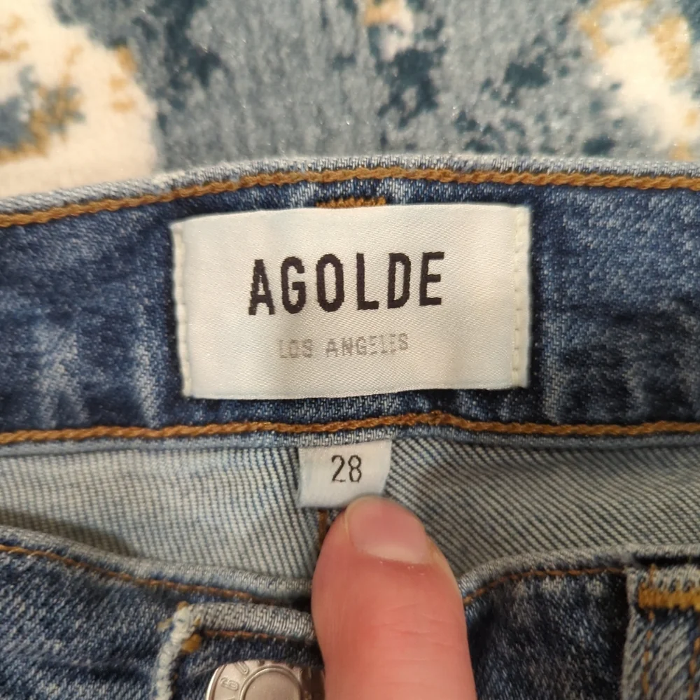 AGOLDE Willow Mid Rise Slim Straight Blue Jeans - Women's 28 Classic Basic Denim - Picture 2 of 14
